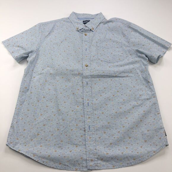 Prana SLIM FIT Medium All Over Print Button Short Sleeve Pocket Collared Shirt - Picture 1 of 7